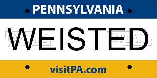 WEISTED Pennsylvania License Plate