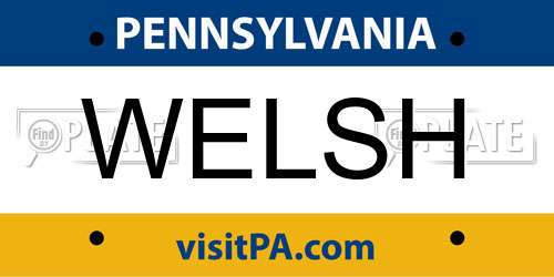 WELSH Pennsylvania License Plate