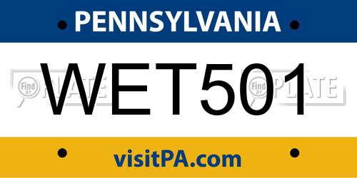 WET501 Pennsylvania License Plate