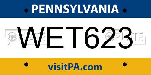 WET623 Pennsylvania License Plate