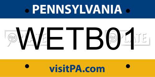WETB01 Pennsylvania License Plate