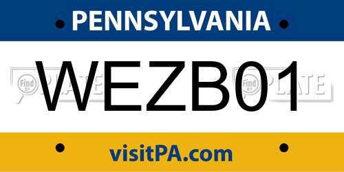 WEZB01 Pennsylvania License Plate