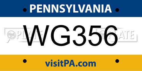 WG356 Pennsylvania License Plate