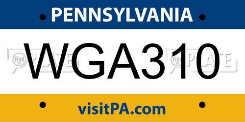 WGA310 Pennsylvania License Plate