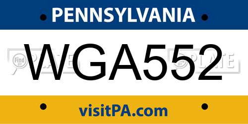 WGA552 Pennsylvania License Plate