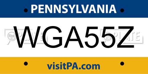 WGA55Z Pennsylvania License Plate