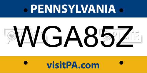 WGA85Z Pennsylvania License Plate