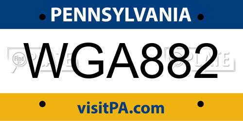 WGA882 Pennsylvania License Plate