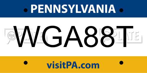 WGA88T Pennsylvania License Plate