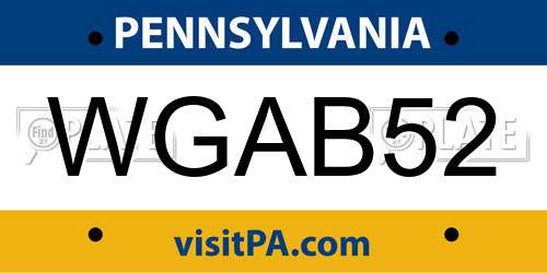 WGAB52 Pennsylvania License Plate