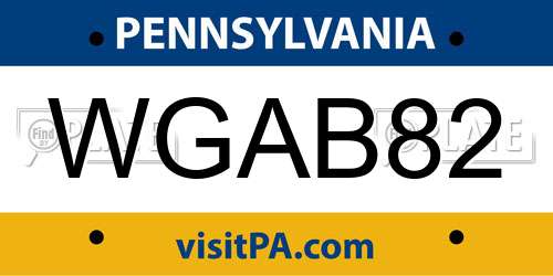 WGAB82 Pennsylvania License Plate