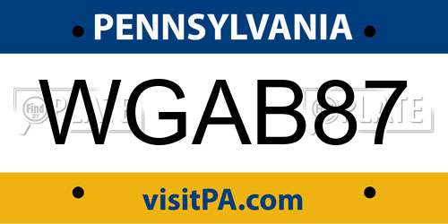 WGAB87 Pennsylvania License Plate