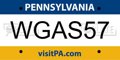 WGAS57 Pennsylvania License Plate
