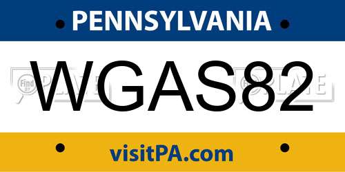 WGAS82 Pennsylvania License Plate