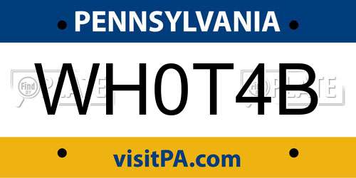 WH0T4B Pennsylvania License Plate