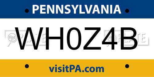 WH0Z4B Pennsylvania License Plate