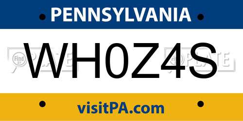 WH0Z4S Pennsylvania License Plate