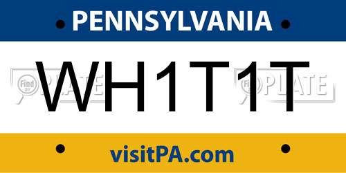 WH1T1T Pennsylvania License Plate