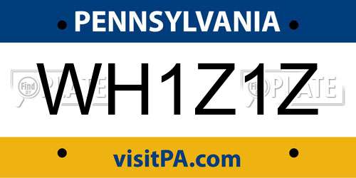 WH1Z1Z Pennsylvania License Plate