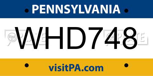 WHD748 Pennsylvania License Plate