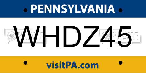 WHDZ45 Pennsylvania License Plate
