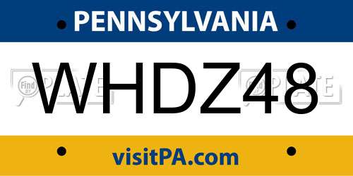 WHDZ48 Pennsylvania License Plate