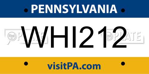 WHI212 Pennsylvania License Plate
