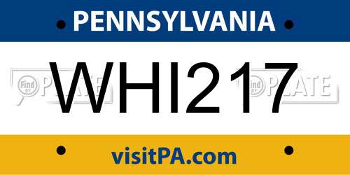 WHI217 Pennsylvania License Plate