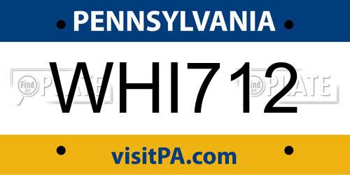 WHI712 Pennsylvania License Plate