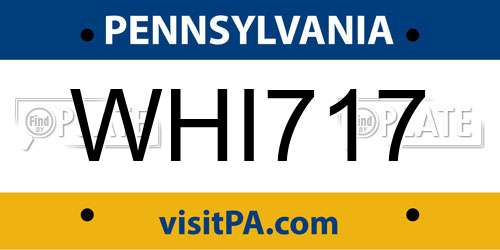 WHI717 Pennsylvania License Plate