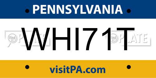 WHI71T Pennsylvania License Plate