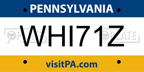 WHI71Z Pennsylvania License Plate