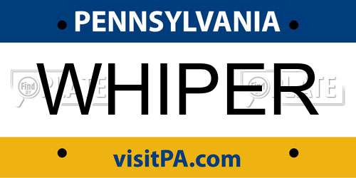 WHIPER Pennsylvania License Plate
