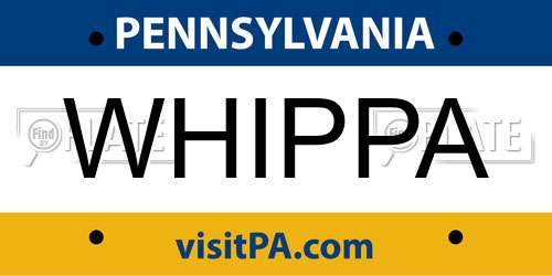 WHIPPA Pennsylvania License Plate
