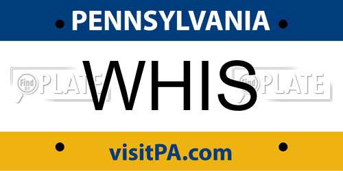 WHIS Pennsylvania License Plate