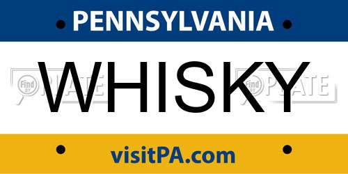 WHISKY Pennsylvania License Plate