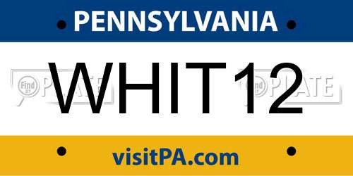WHIT12 Pennsylvania License Plate