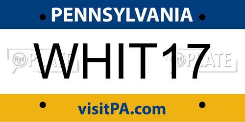 WHIT17 Pennsylvania License Plate