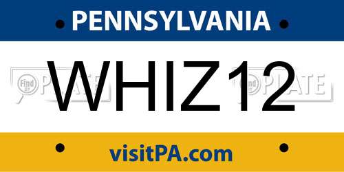 WHIZ12 Pennsylvania License Plate