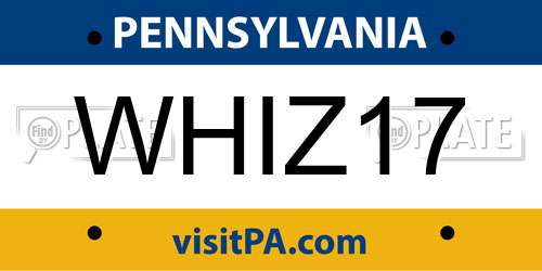 WHIZ17 Pennsylvania License Plate