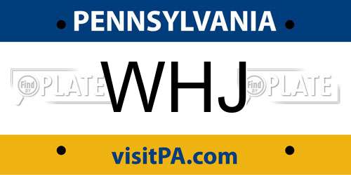 WHJ Pennsylvania License Plate