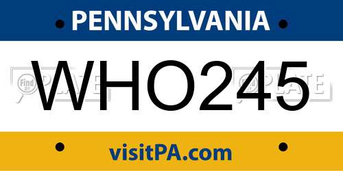 WHO245 Pennsylvania License Plate