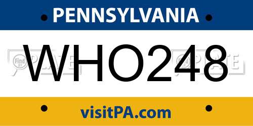 WHO248 Pennsylvania License Plate