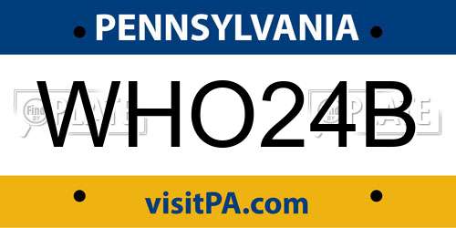 WHO24B Pennsylvania License Plate