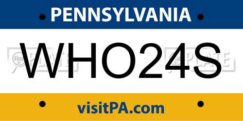 WHO24S Pennsylvania License Plate