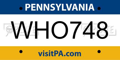 WHO748 Pennsylvania License Plate