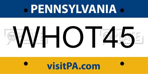 WHOT45 Pennsylvania License Plate