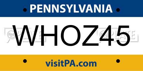 WHOZ45 Pennsylvania License Plate