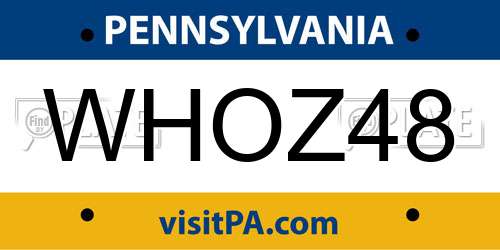 WHOZ48 Pennsylvania License Plate