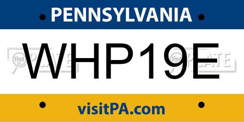 WHP19E Pennsylvania License Plate